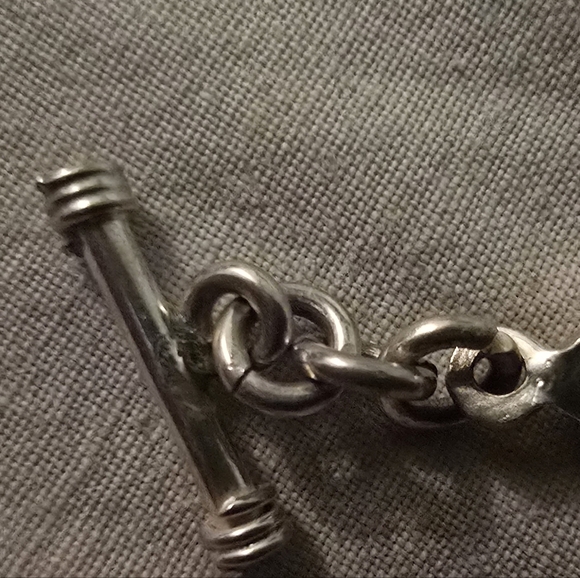 Silver Charm Bracelet With Red Enameled Heart Inlay - Picture 4 of 5